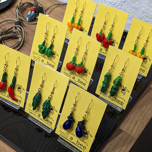 夏野菜シリーズ】いろいろ選べるガラスのミニ野菜ピアス／夏野菜