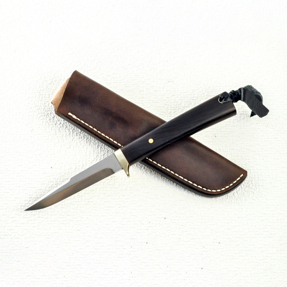 【予約販売】ｶｽﾀﾑﾌｨｯｼﾝｸﾞVG1085 ﾌﾞﾗｯｸｳｯﾄﾞ両刃 手縫い革ｹｰｽ(茶)(sy21ka-101)