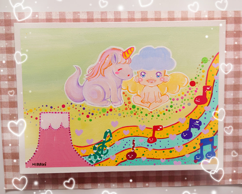 絵画 ★candy★Ａ４サイズ •夢降るフィスカルス村 原画 ゆめかわいいAngelアート ❤F4キャンバス原画❤送料無料