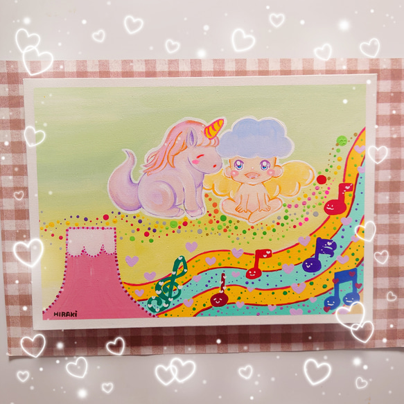 希少 黒入荷！ ゆめかわいいAngelアート ❤F4キャンバス原画❤送料無料 絵画