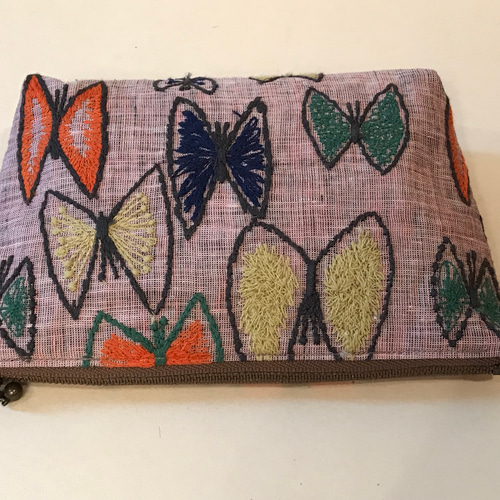 ミナペルホネン生地使用＊マチ付きポーチ*sky flower/pink ポーチ