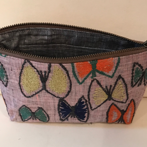 ミナペルホネン生地使用＊マチ付きポーチ*sky flower/pink ポーチ