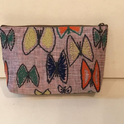 ミナペルホネン生地使用＊マチ付きポーチ*sky flower/pink ポーチ