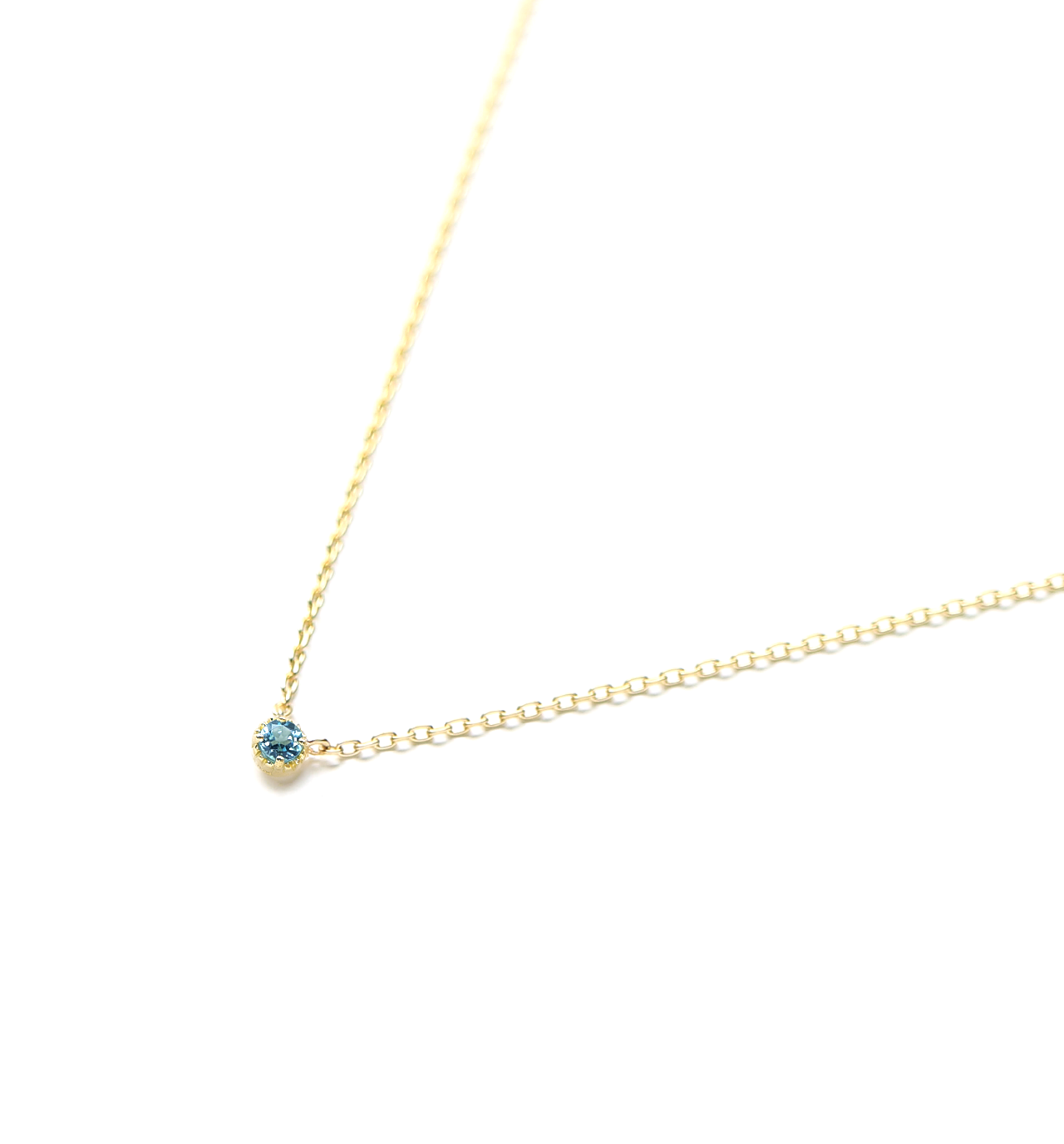 11月誕生石 K10 スイスブルートパーズの一粒ネックレス ~Petela~ (K18 変更可能)