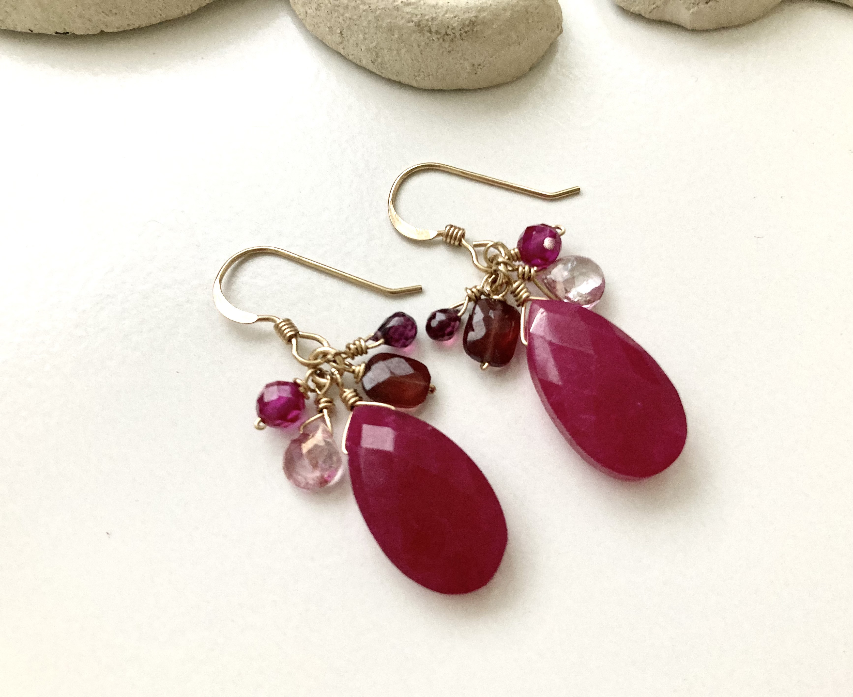 ブランド公式通販サイト ピカソコッパー枠留ペアシェイプピアス 【Ruby】No.4 ピアス