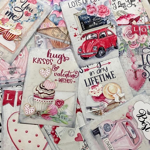 人気作再販♡A4デザインペーパー70枚♡バレンタインコラージュおすそ分け