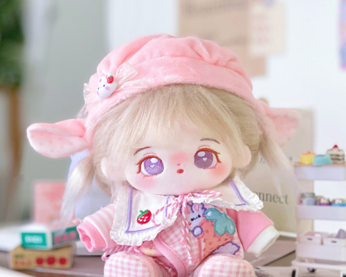 ぬい服　ちびぐるみ　ハンドメイド　いちご服セット ピンク ぬい服 ちびぐるみ ハンドメイド いちご服セット ピンク ぬい服