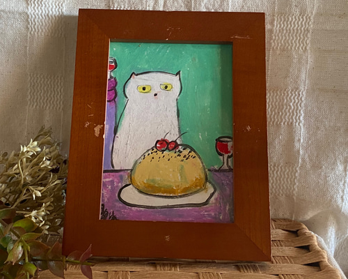【楽天スーパーセール】 絵画。原画【ワイン好きの熊】 （絵画。原画【ワイン好きの熊 絵画
