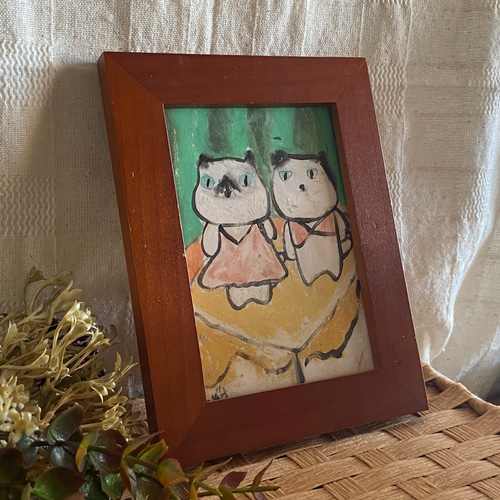 絵画。原画【シャム猫とバナナ】 絵画。原画【シャム猫とバナナ】