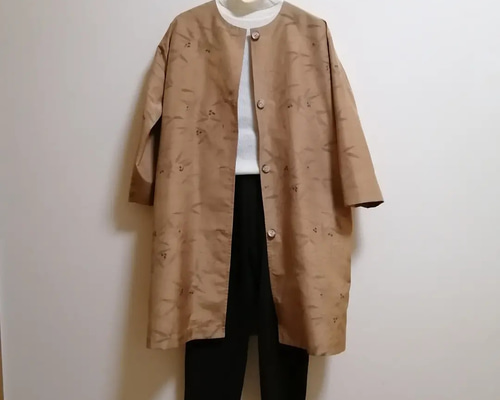 【着物リメイク】紬地コート　M〜L 着物リメイク コート 紬 FREE SIZE - ZX-ZX-ZX'S GALLERY