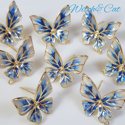 【Blue Magic Butterflies 　ピアス】　蝶　天然石　カイヤナイト　ブルーアゲート　ファンタジー　青 8枚目の画像