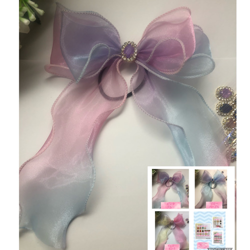 ハンドメイド リボン 1個 オーガンジー ビッグ たらりん 大きい ハンドメイド リボン 1個 オーガンジー ビッグ たらりん 大きい