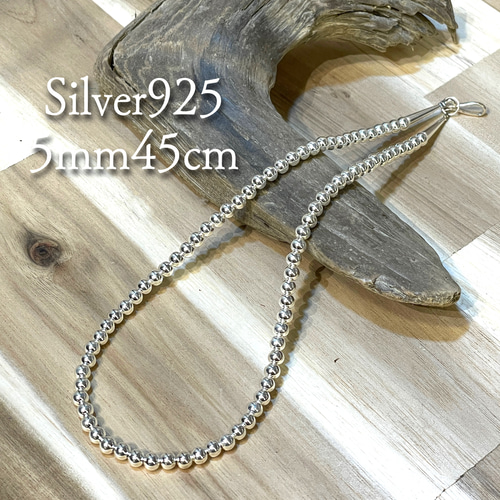 ナバホ ビーズ パール 5mm シルバー silver 925 ネックレス 45 ナバホ
