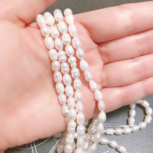 淡水パール80c手作り天然淡水パール 4-5mm×7-8mm バロック 天然淡水パール パーツ 素材 パール ohana 通販