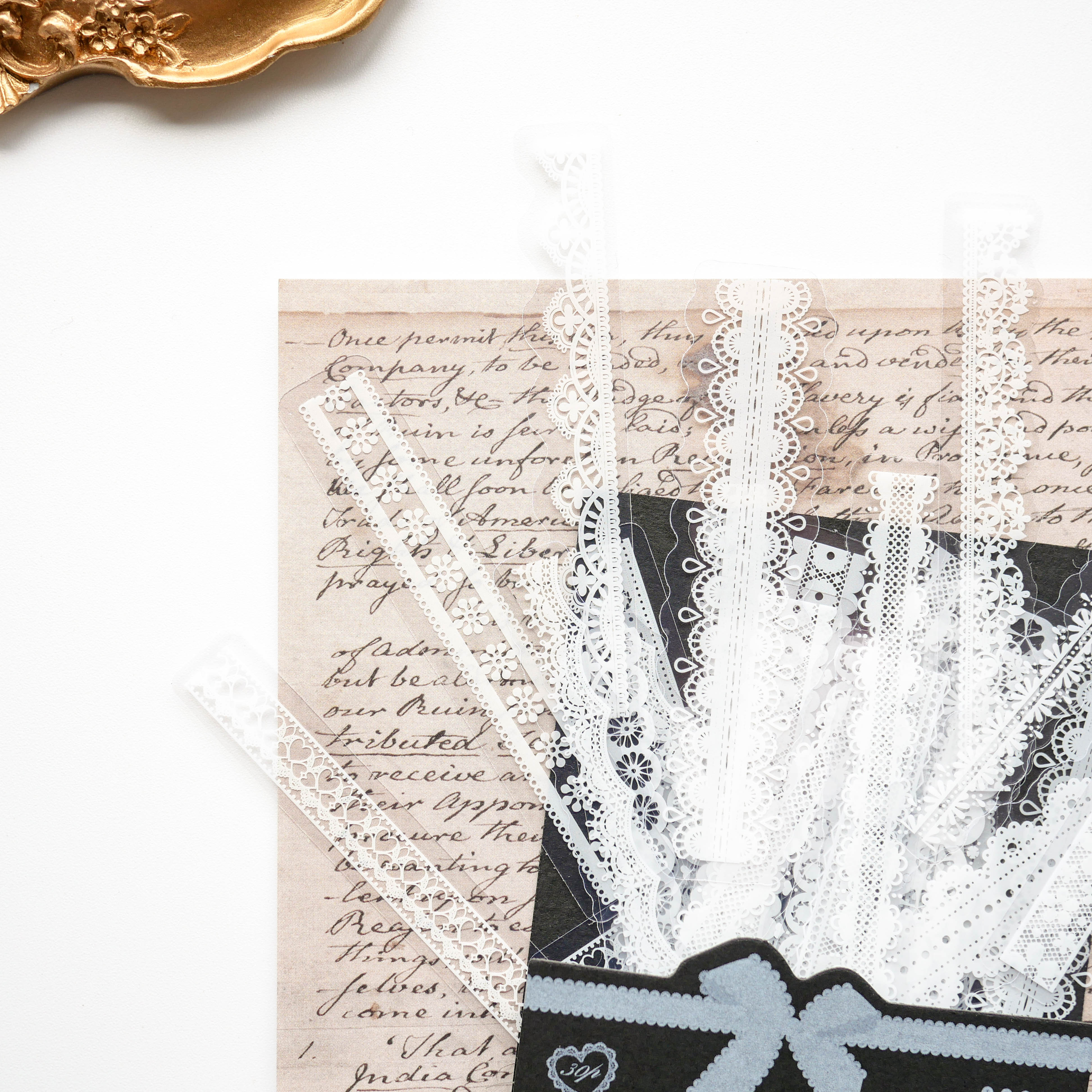 B)聖なるおすそ分けセット　コラージュ素材　レース SALE! コラージュ素材 レースシール gardens [AY851] シール