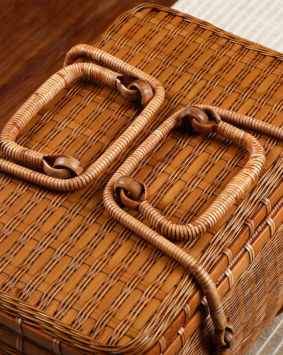 【手編み竹器】手作り竹製収納バッグ野食ケース 5枚目の画像