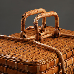 【手編み竹器】手作り竹製収納バッグ野食ケース 3枚目の画像