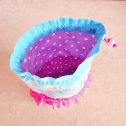 フリルなコップ歯ブラシ袋 Blue flower【サイズ変更等可能】 4枚目の画像
