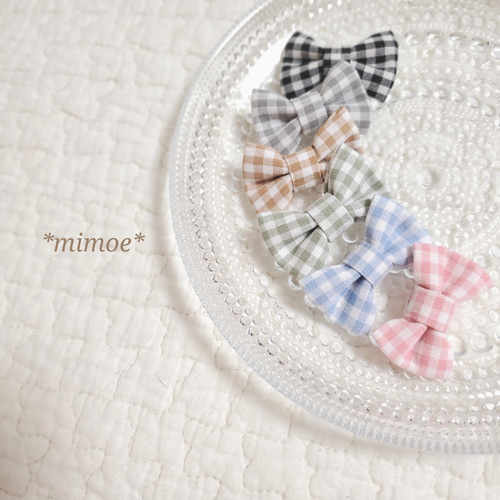 2個セット ギンガムチェック ヘアクリップ パッチンピン ヘアゴム  