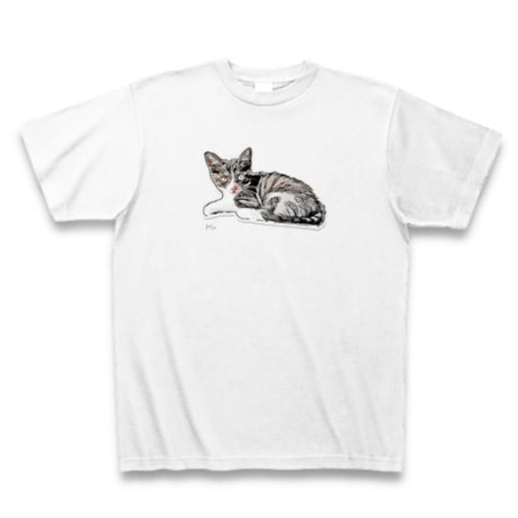 愛猫Tシャツ 作れます！【オーダーメイド】オーガニックコットン 白　うちの子 6枚目の画像