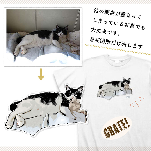 愛猫Tシャツ 作れます！【オーダーメイド】オーガニックコットン 白　うちの子 5枚目の画像