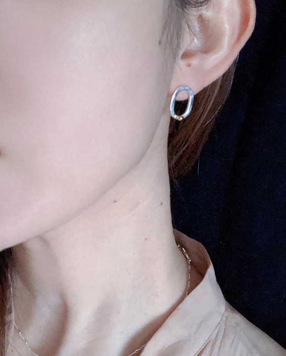 freckle. 【rintorin 凛と鈴】 silver/真鍮/両耳用/オーバルピアス/silverピアス/受注制作 9枚目の画像