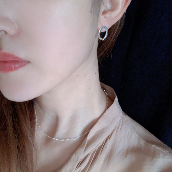 freckle. 【rintorin 凛と鈴】 silver/真鍮/両耳用/オーバルピアス/silverピアス/受注制作 2枚目の画像