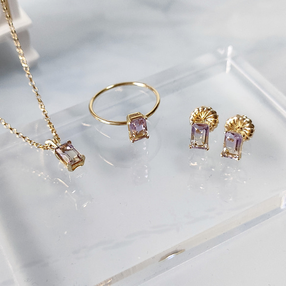 アメトリン＊ピアス＊バイカラー天然石＊ ピアス（スタッド・一粒 