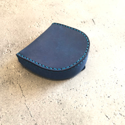 馬蹄型コインケース　スクラッチレザー　コバルトブルー 6枚目の画像