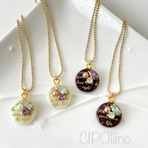 大人かわいい ホワイトチョコレートのレジンペンダント ネックレス