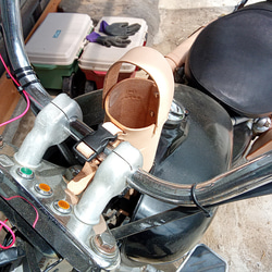 ドリンクホルダー ペットボトルホルダー バイカー 本革 ヌメ革 サドルレザー PWDH1 8枚目の画像