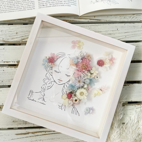 メイ　　クリスマスプレゼント アートフラワー 夢」ドライフラワーフレームアート ドライフラワー オーダーメイド