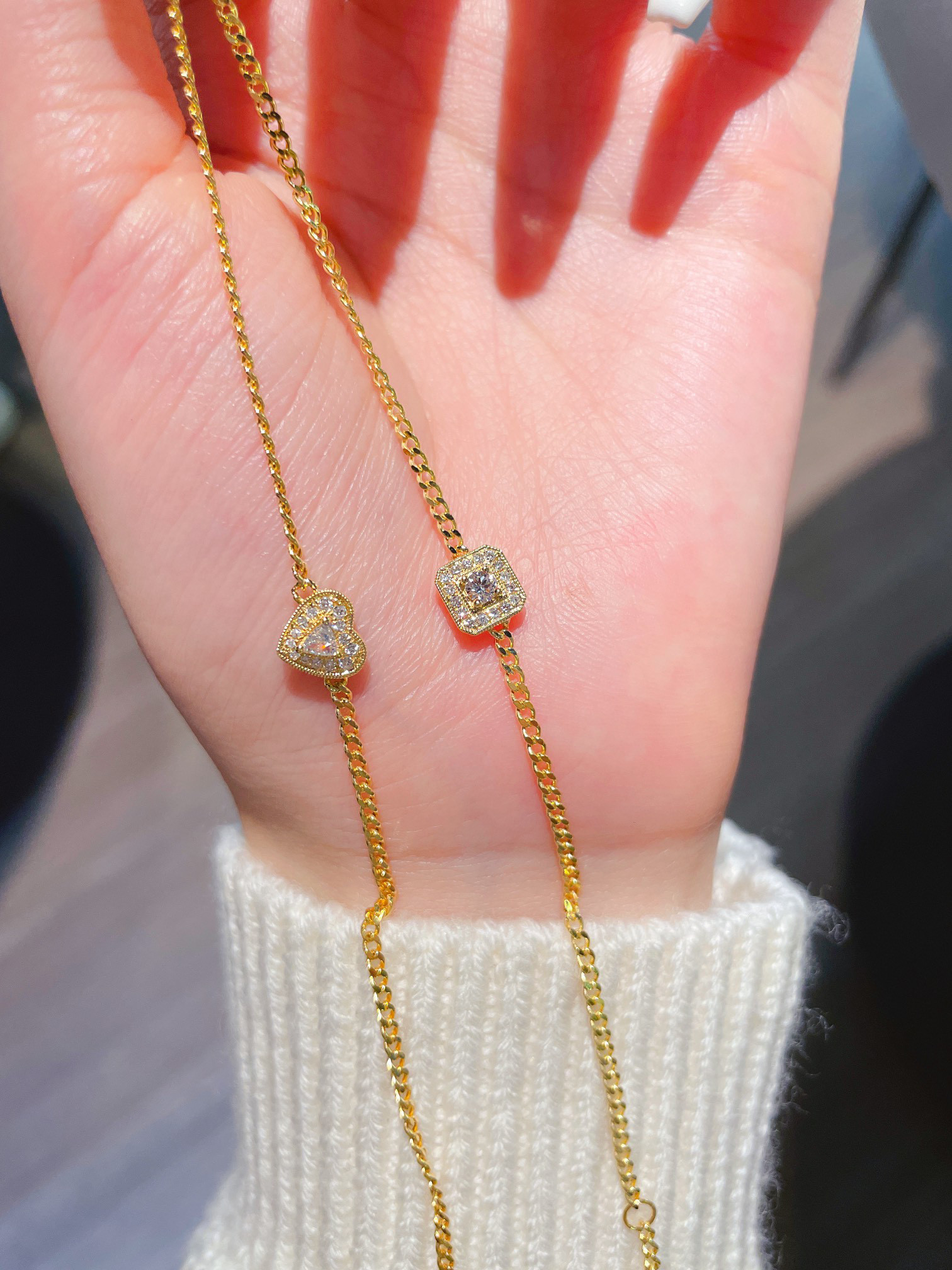 割引オーダー 天然ダイヤモンド付きブレスレットk18 ブレスレット