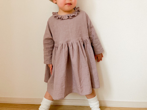 ハンドメイドミモザワンピース90センチ