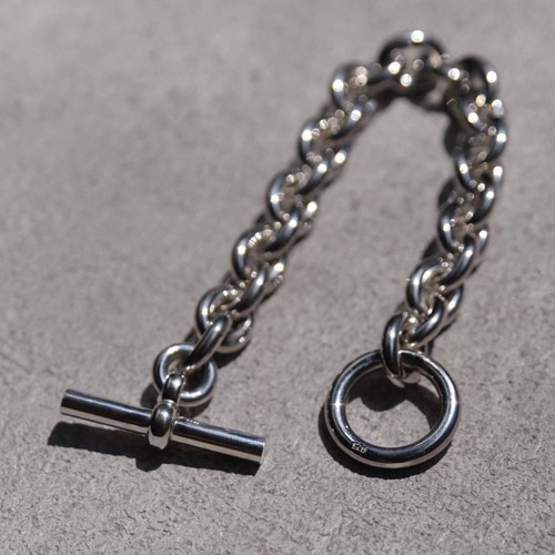 シルバー925製 ラウンドチェーンブレスレット コマ詰めタイプ コマ幅約