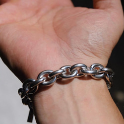 シルバー 925 ラウンドチェーン　ブレスレット　コマ幅約12mm Silver 925 (受注生産) 8枚目の画像