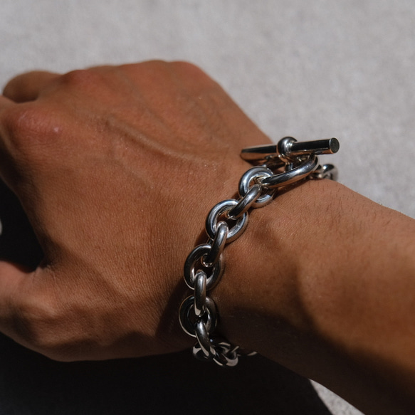 シルバー 925 ラウンドチェーン　ブレスレット　コマ幅約12mm Silver 925 (受注生産) 1枚目の画像