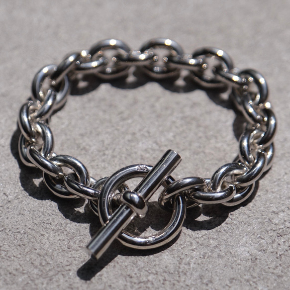 シルバー 925 ラウンドチェーン　ブレスレット　コマ幅約12mm Silver 925 (受注生産) 2枚目の画像