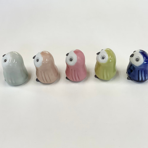 ふくろう陶房 可愛いふくろう5個組 ふくろう 置物 陶器 その他置物