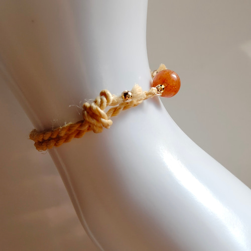 SALE【14KGF 925】サンストーン精麻お守りブレスレットゴールド