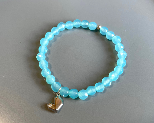 ブルーカルセドニーのブレスレット＆チャームセット