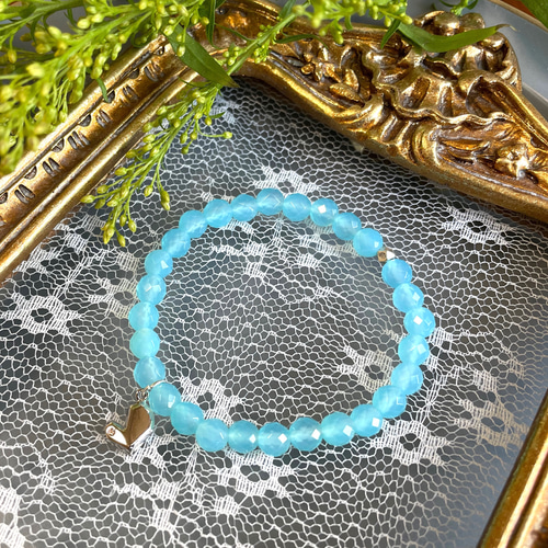 ブルーカルセドニーのブレスレット＆チャームセット