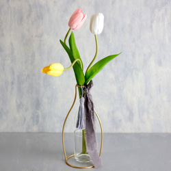【パステルチューリップ3輪造花】｜アーティフィシャルフラワー 花瓶アレンジ| 春｜ギフト・インテリア雑貨 6枚目の画像