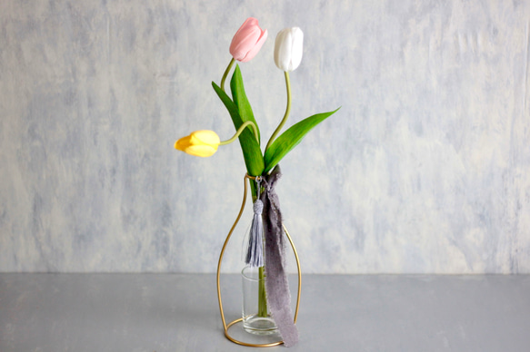 【パステルチューリップ3輪造花】｜アーティフィシャルフラワー 花瓶アレンジ| 春｜ギフト・インテリア雑貨 6枚目の画像