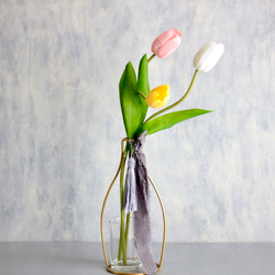【パステルチューリップ3輪造花】｜アーティフィシャルフラワー 花瓶アレンジ| 春｜ギフト・インテリア雑貨 9枚目の画像