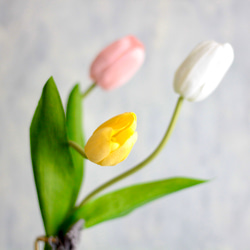 【パステルチューリップ3輪造花】｜アーティフィシャルフラワー 花瓶アレンジ| 春｜ギフト・インテリア雑貨 3枚目の画像