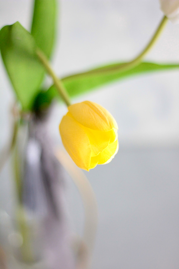 【パステルチューリップ3輪造花】｜アーティフィシャルフラワー 花瓶アレンジ| 春｜ギフト・インテリア雑貨 5枚目の画像