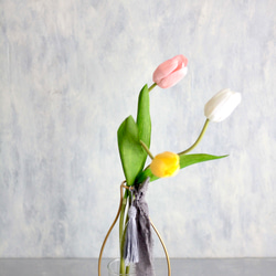 【パステルチューリップ3輪造花】｜アーティフィシャルフラワー 花瓶アレンジ| 春｜ギフト・インテリア雑貨 2枚目の画像