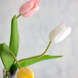 【パステルチューリップ3輪造花】｜アーティフィシャルフラワー 花瓶アレンジ| 春｜ギフト・インテリア雑貨 8枚目の画像