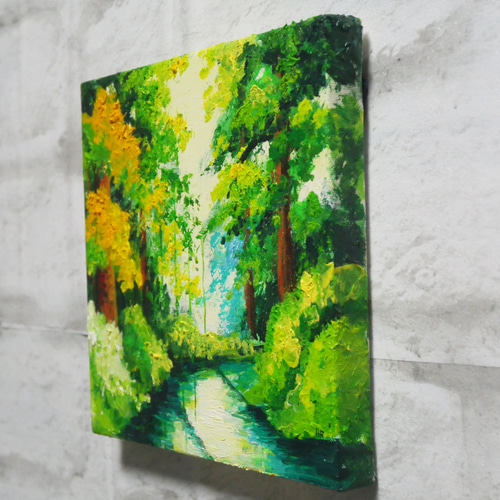 油絵 絵画 アートパネル【森の川】 絵画 HR 通販 15451400